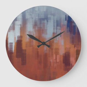 Abstrakte Malerei, bunte Betonwand. Große Wanduhr