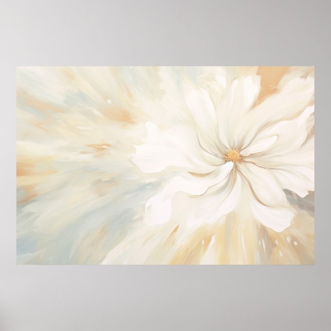 Abstrakte Malerei der weißen Blume. Poster (Vorne)