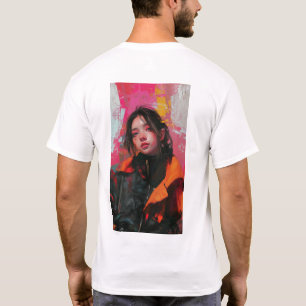 Abstrakte Malerei einer Frau von Guweiz in Rot, Bu T-Shirt