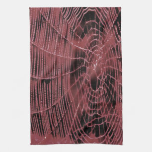 Abstrakte Malerei eines Magenta Pink Cobweb Geschirrtuch