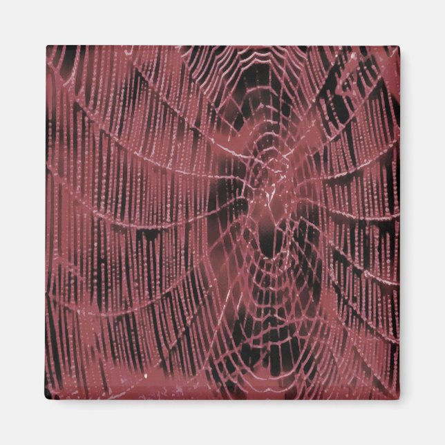 Abstrakte Malerei eines Magenta Pink Cobweb Magnet (Vorne)