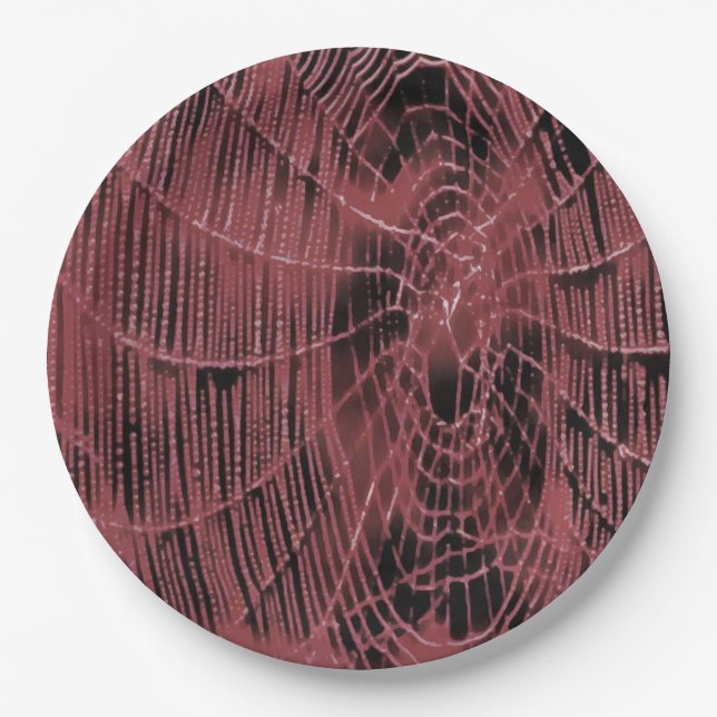 Abstrakte Malerei eines Magenta Pink Cobweb Pappteller (Vorderseite)
