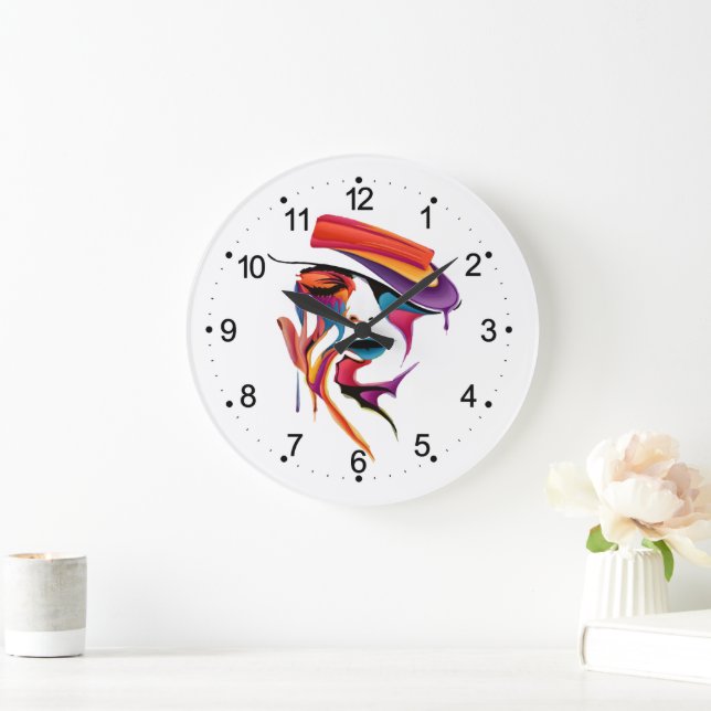 Abstrakte Malerei Frauen hat farbenfroh  Große Wanduhr (Zuhause)