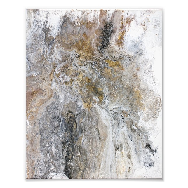 Abstrakte Malerei Grau Schwarz-Gold Weißes Kunstwe Fotodruck (Vorne)