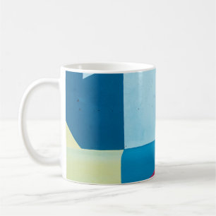 Abstrakte Malerei in Blau, Rot, Rosa und Gelb Kaffeetasse