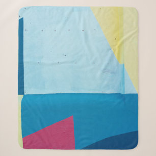Abstrakte Malerei in Blau, Rot, Rosa und Gelb Sherpadecke