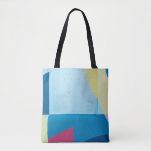 Abstrakte Malerei in Blau, Rot, Rosa und Gelb Tasche