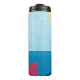 Abstrakte Malerei in Blau, Rot, Rosa und Gelb Thermosbecher