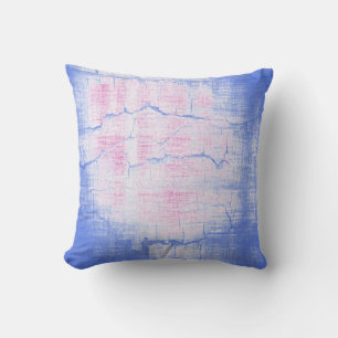 Abstrakte Malerei in Blau und Rosa Kissen