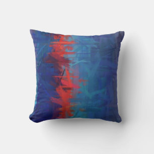 Abstrakte Malerei in Blue Red Art Kissen