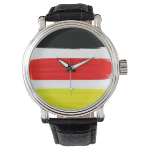 Abstrakte Malerei in Gelbschwarz Armbanduhr