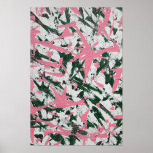 Abstrakte Malerei in Rosa und Grün Poster