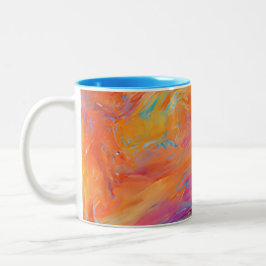 Abstrakte Malerei mit dem Namen Farbenspiel Zweifarbige Tasse