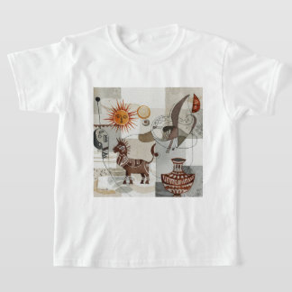 Abstrakte Malerei mit ethnischen Elementen T-Shirt