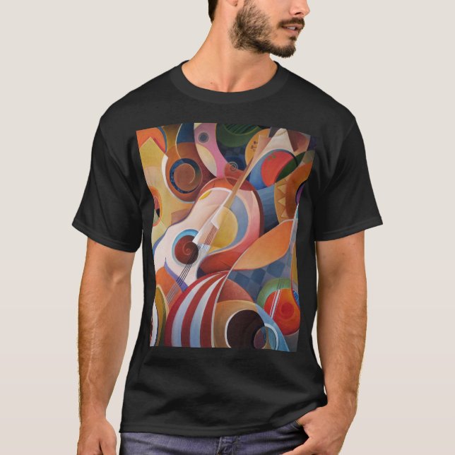 Abstrakte Malerei mit handgefertigter Musik T-Shirt (Vorderseite)