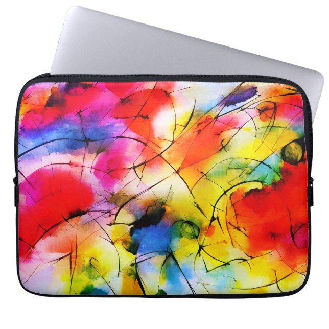 Abstrakte Malerei mit Regenbogenfarben Laptopschutzhülle (Vorderseite)