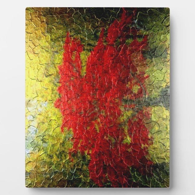 Abstrakte Malerei mit Rotem Baum im Herbst Fotoplatte (Vorderseite)