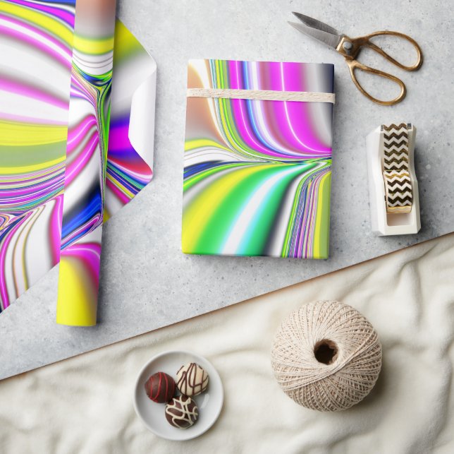 Abstrakte Malerei moderner Art 3D-Effekt in Neonco Geschenkpapier (Handwerk)