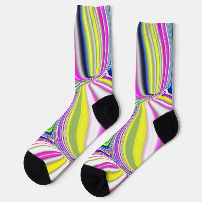 Abstrakte Malerei moderner Art 3D-Effekt in Neonco Socken (Linkes Detail)