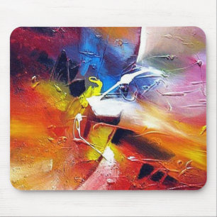Abstrakte Malerei Moderner Expressionist Rot Gelb Mousepad