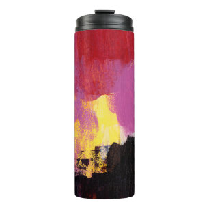 Abstrakte Malerei. Trendige Kunstform. Helle Farbe Thermosbecher
