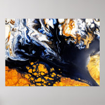 Abstrakte Malereien aus Gold, Blau und Weiß