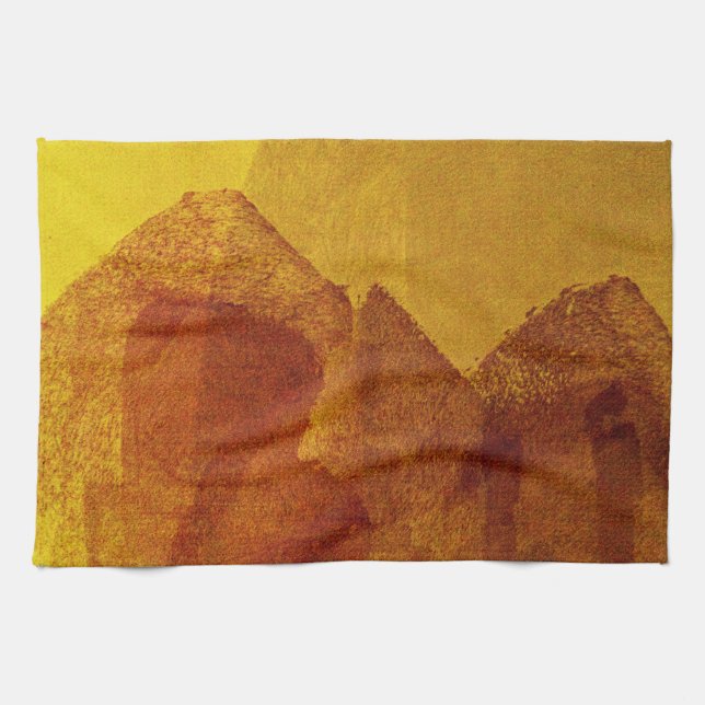 Abstrakte Malkunst in Rot-Gelb Geschirrtuch (Horizontal)