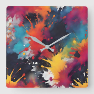 Abstrakte Malkunst Quadratische Wanduhr