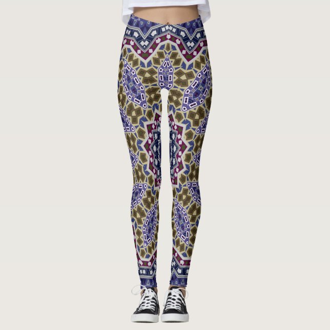 Abstrakte Mandala Ethno Leggings (Vorderseite)