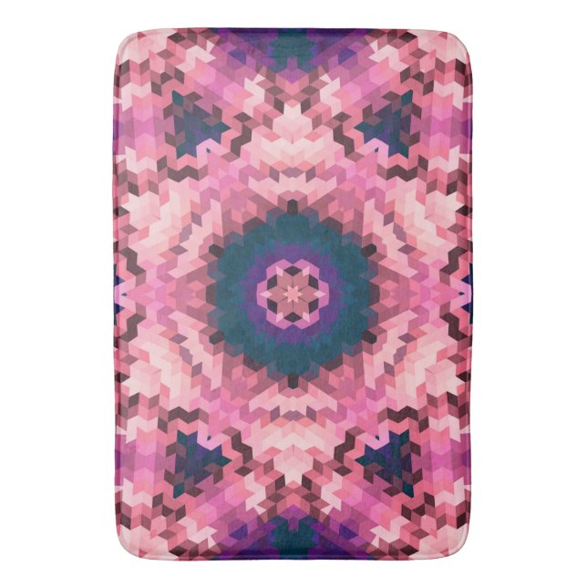Abstrakte Mandala-Kaleidoskop-Rundformen Badematte (Vorderseite Vertikal)