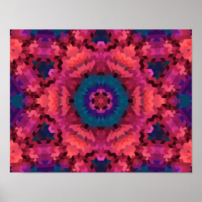 Abstrakte Mandala-Kaleidoskop-Rundformen Poster (Vorne)