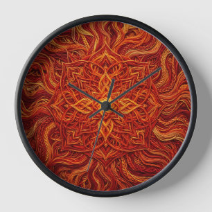 Abstrakte Mandala-Rotfaden-Kunstuhren Uhr