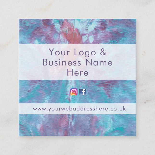 Abstrakte marmorierte gefärbte Krawatte Quadratische Visitenkarte (Vorderseite)