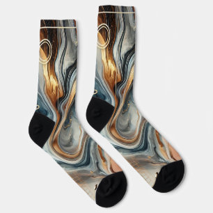 Abstrakte Marmorsocken - Luxe Gold & Navy Swirl Socken