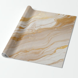 Abstrakte Marmortextur aus Elfenbein mit Goldakzen Geschenkpapier
