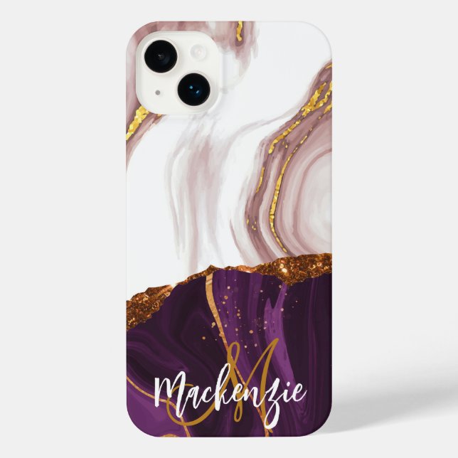 Abstrakte Marmortextur iPhone 14 Plus Hülle (Rückseite)