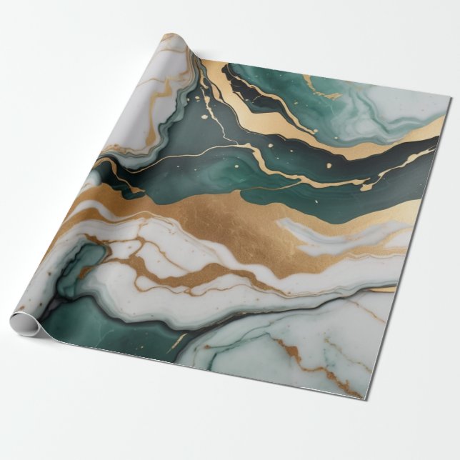 Abstrakte Marmortextur mit Goldakzenten Geschenkpapier (Ungerollt)