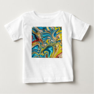 abstrakte Marmorwirbel gelb teal türkis blau Baby T-shirt