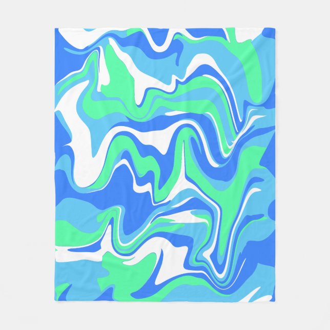 Abstrakte Marmorwirbel-Textur - Ozeantöne  Fleecedecke (Vorderseite)