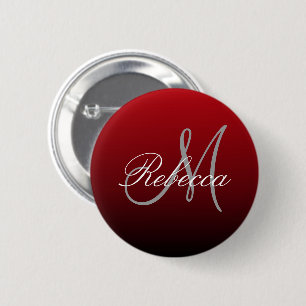 abstrakte Marsala-Maroon-Monogramme in Grau-Bordea Button