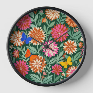Abstrakte Matisse-Dahlien-Schmetterlinge-Kunstuhre Uhr