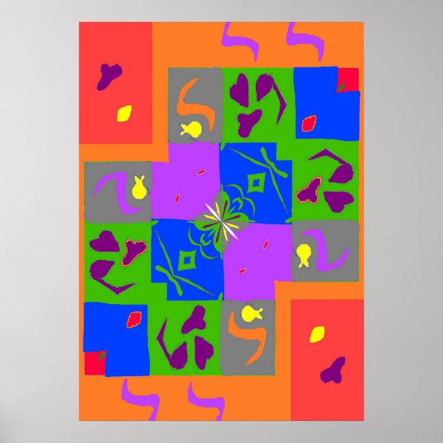 Abstrakte Matisse-Stilformen Poster (Vorne)