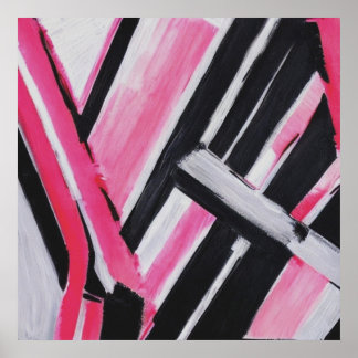 Abstrakte Mauer in Schwarz, Weiß und Rosa Kunst Poster