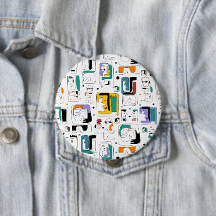 Abstrakte maya-alte Gesichter Muster 1 Button