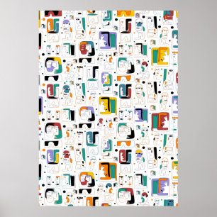 Abstrakte maya-alte Gesichter Muster 1 Poster