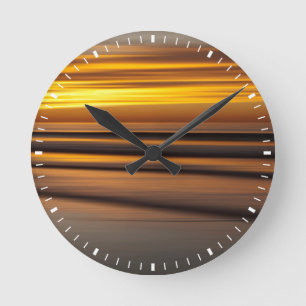 Abstrakte Meereslandschaft bei Sonnenuntergang, CA Runde Wanduhr
