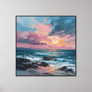 Abstrakte Meereslandschaft bei Sonnenuntergang mit Leinwanddruck