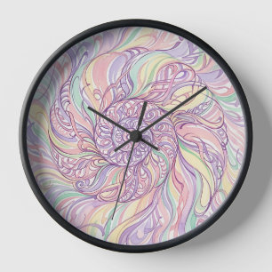 Abstrakte Meeresmuschel-Spirale-Pastell-Tinten-Kun Uhr