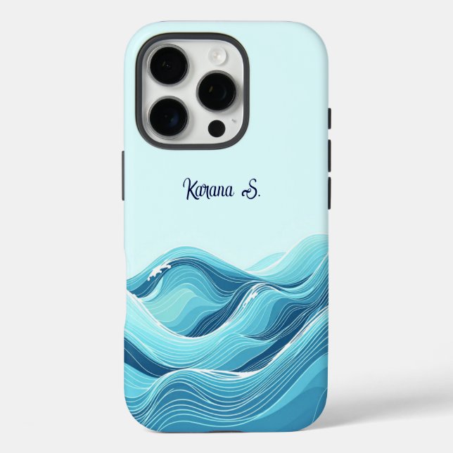 Abstrakte Meereswellen iPhone 16 Pro Hülle (Rückseite)