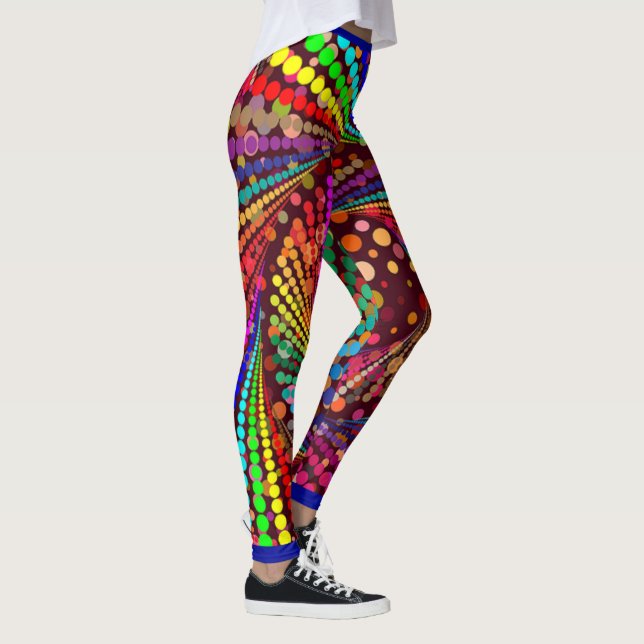 Abstrakte mehrfarbige Farbe mit blauer Mode Leggings (Rechts)